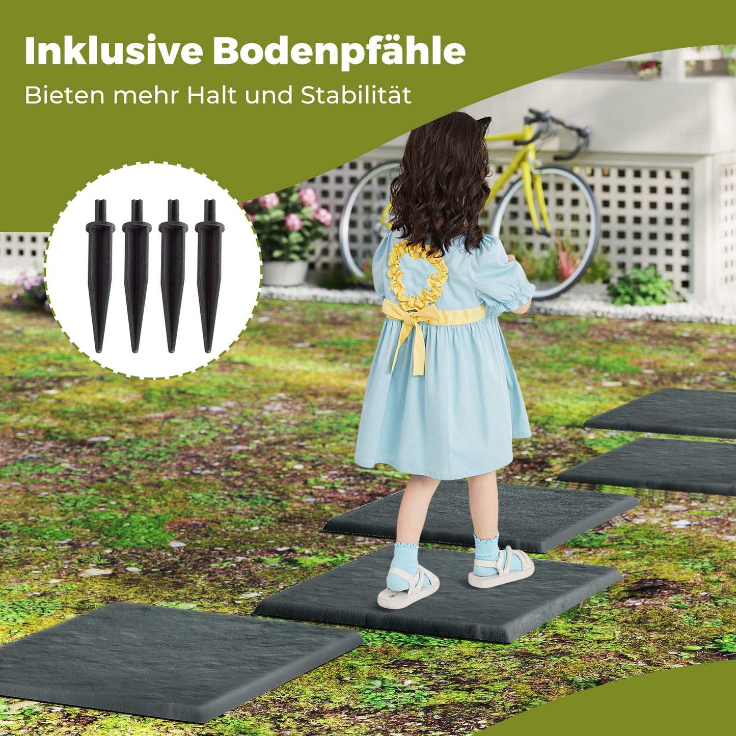 Garden Stepping Stones Set, 8 Pieces, 39.5 cm, Grey