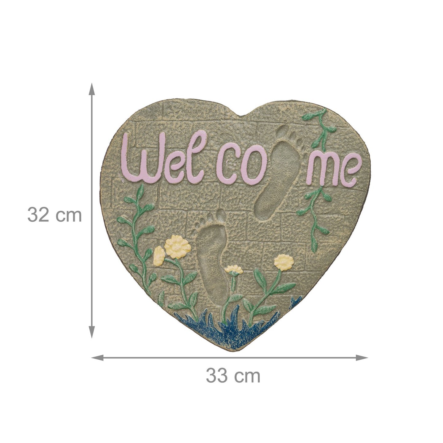 Garden Steps Stone Heart "Welcome"