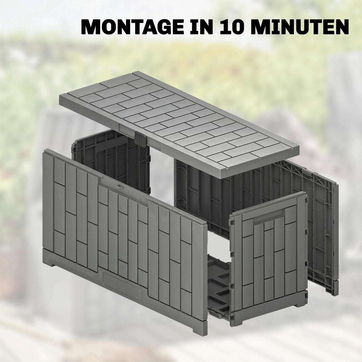 Garden Storage Box, 227L, Waterproof, Lockable, Gray