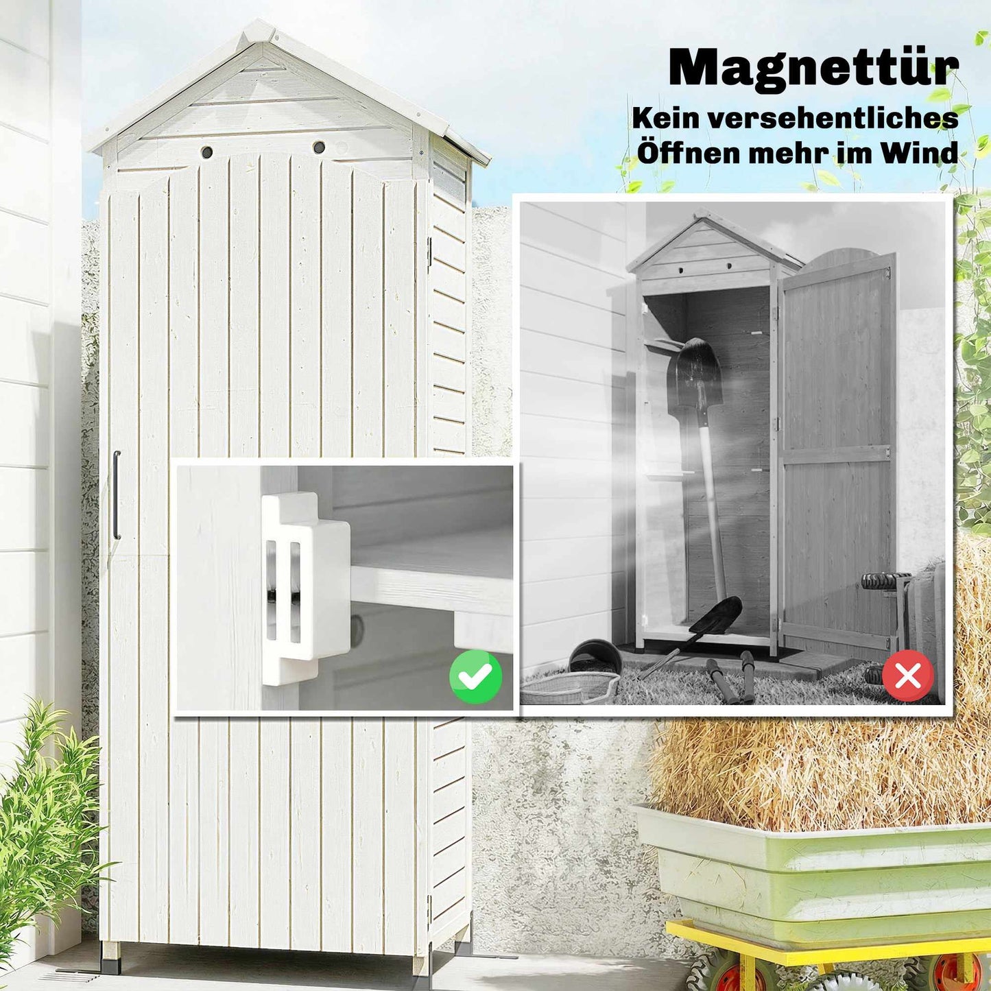 Garden Storage Shed, Adjustable Shelves, Weatherproof Roof