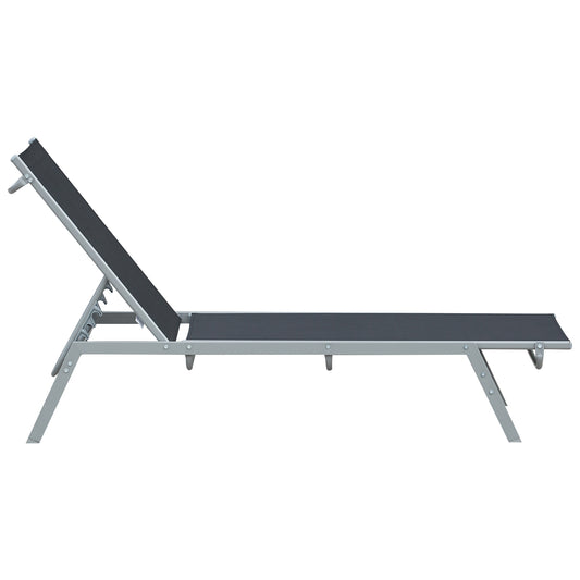Outdoor sun lounger in metal, adjustable backrest in 5 positions
