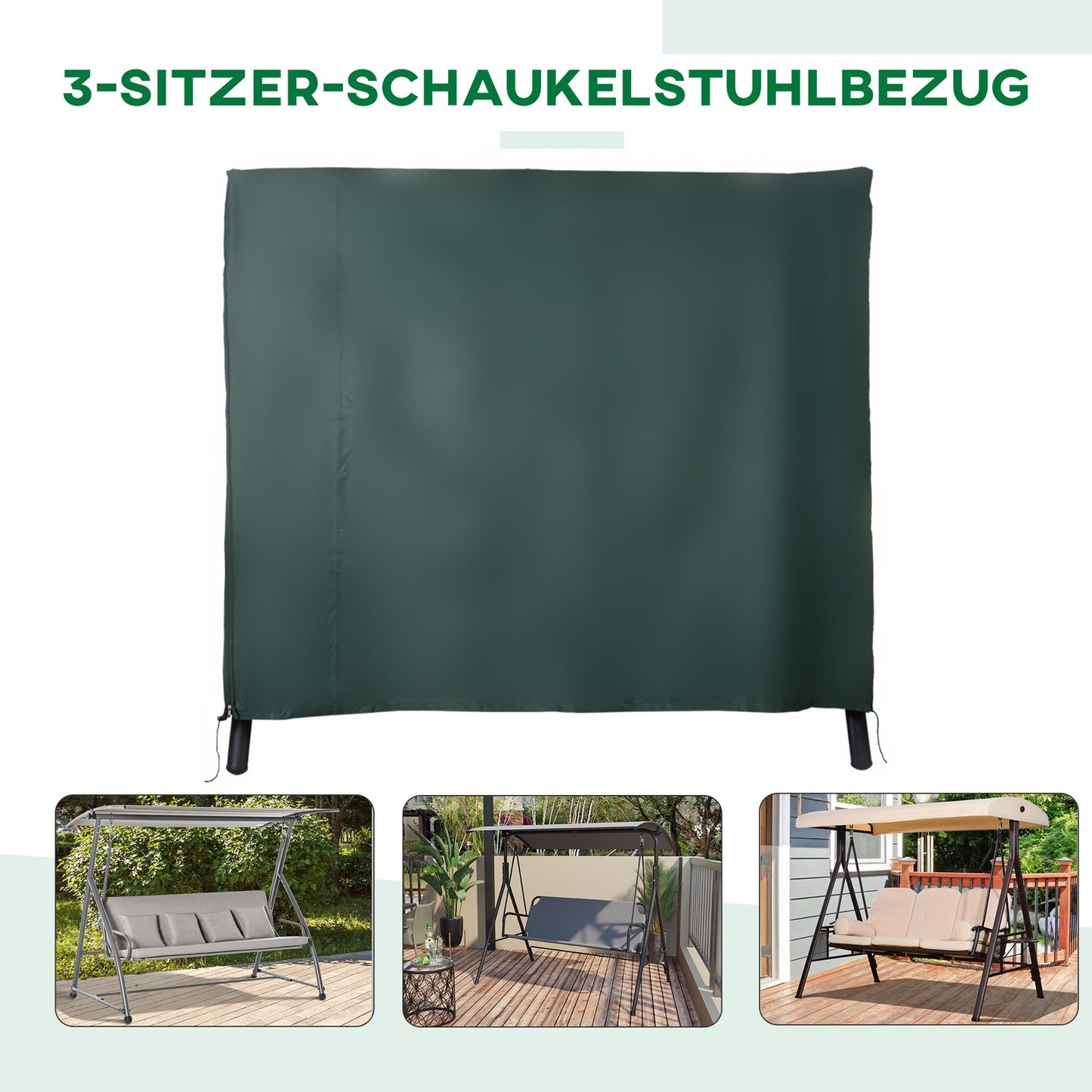 Waterproof garden swing, sun protection, 205x124x164 Cm