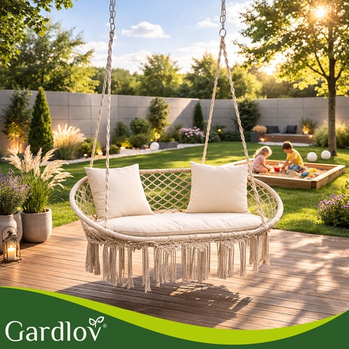 Garden Swing Cushion Set for 2, Cream, Polyester-Cotton