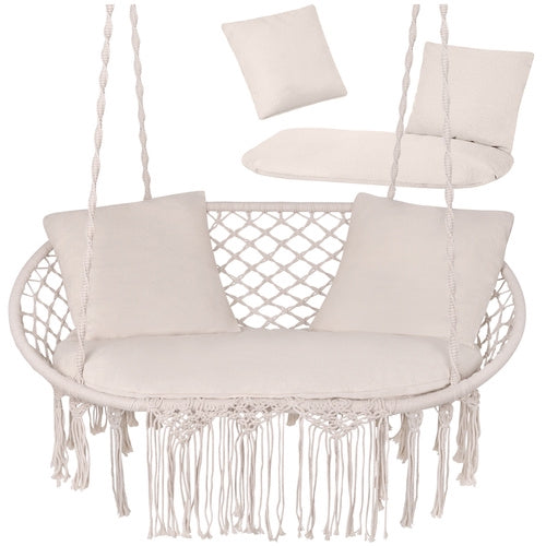 Garden Swing Cushion Set for 2, Cream, Polyester-Cotton
