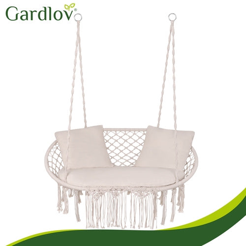 Garden Swing Cushion Set for 2, Cream, Polyester-Cotton