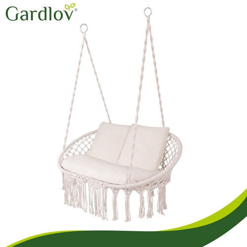 Garden Swing Cushion Set for 2, Cream, Polyester-Cotton