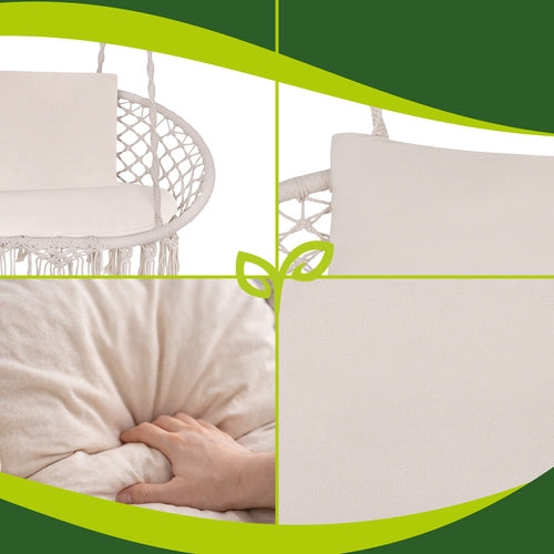 Garden Swing Cushion Set for 2, Cream, Polyester-Cotton