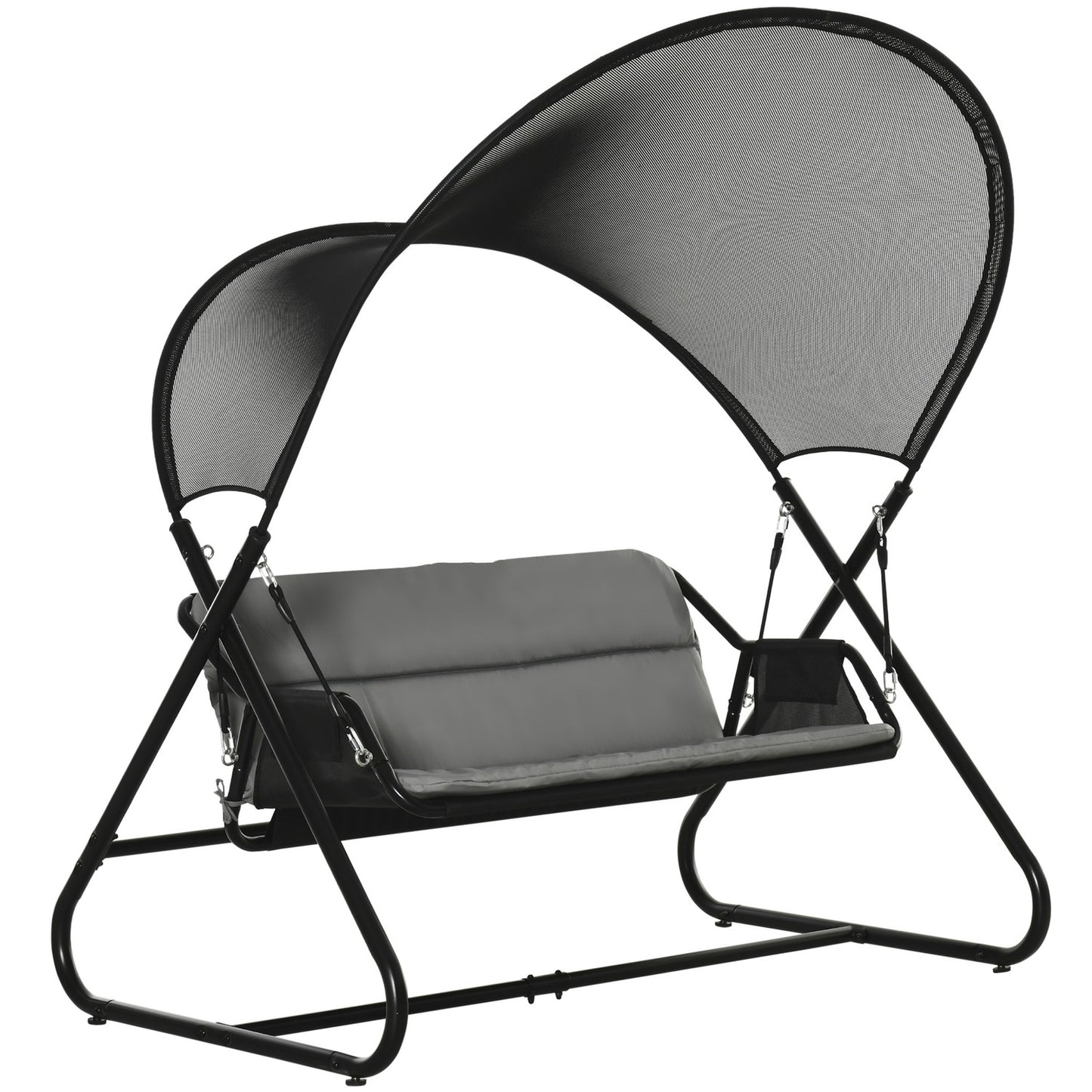 Outdoor Garden Swing Bench for 2 with Cushion - Black