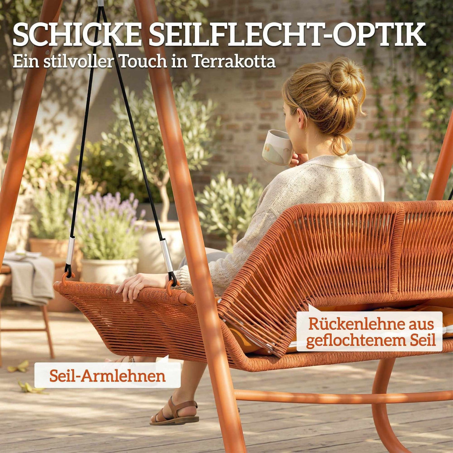 Garden Swing with Cushions, Metal Frame, 174x120x162 cm