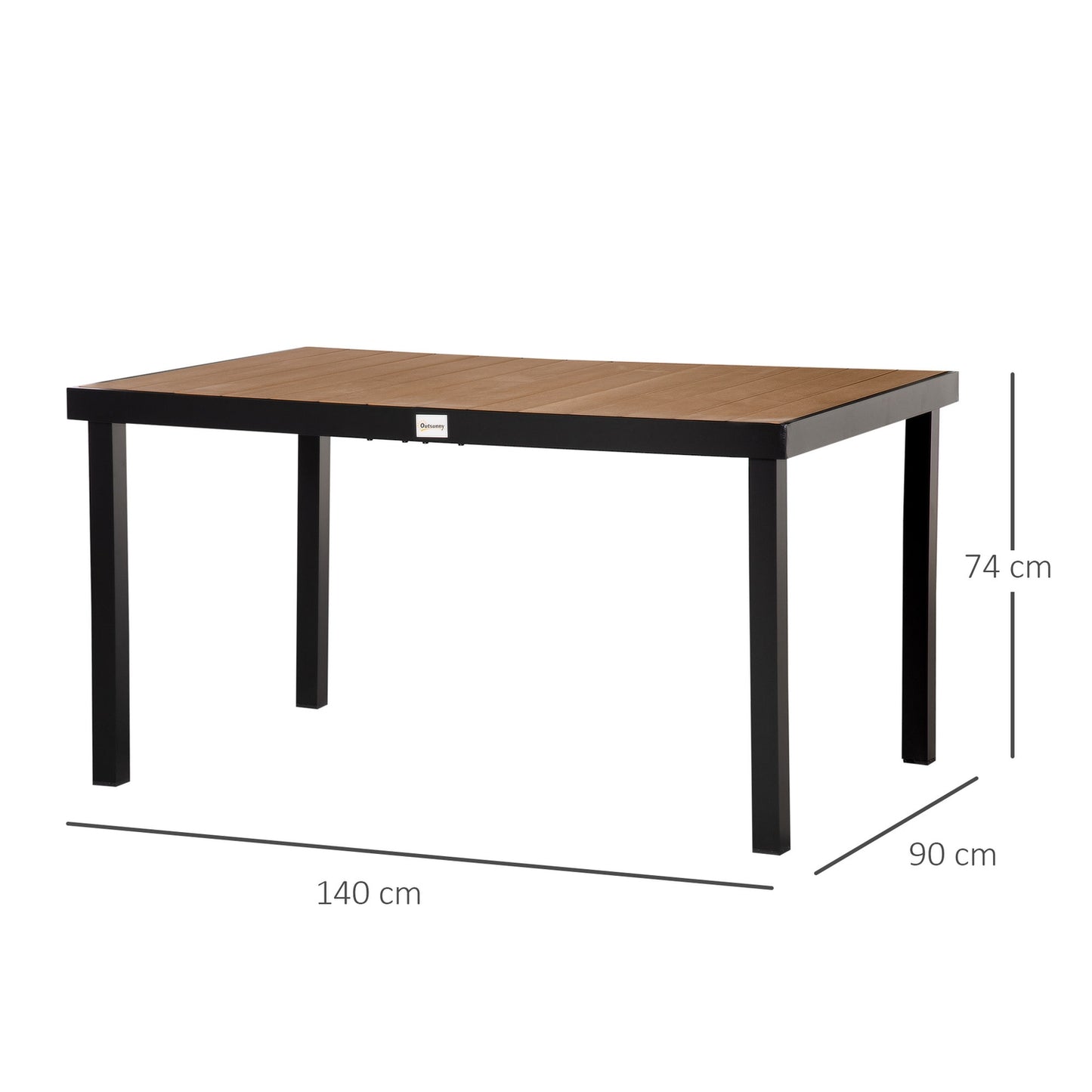 Outdoor dining table for 6 - easy-care aluminium, 140x90x74 cm