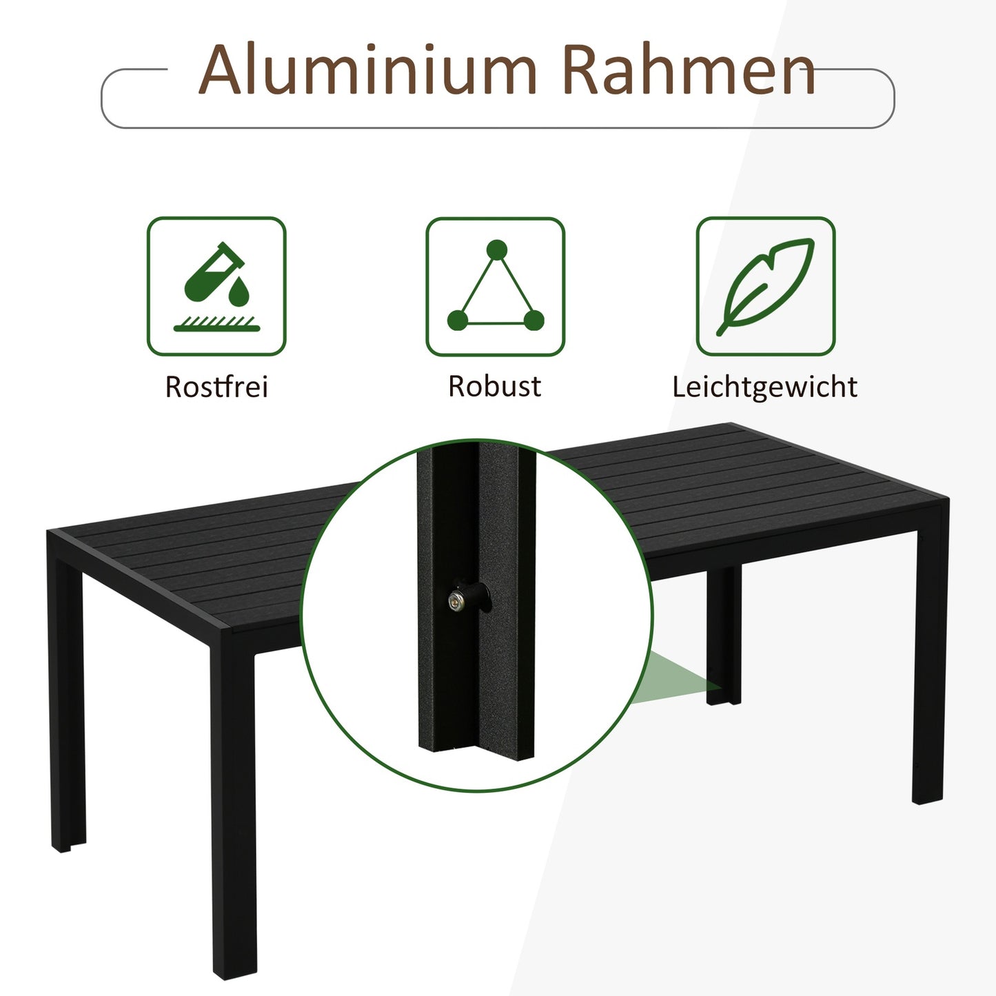 Garden table in black aluminum - weatherproof and durable