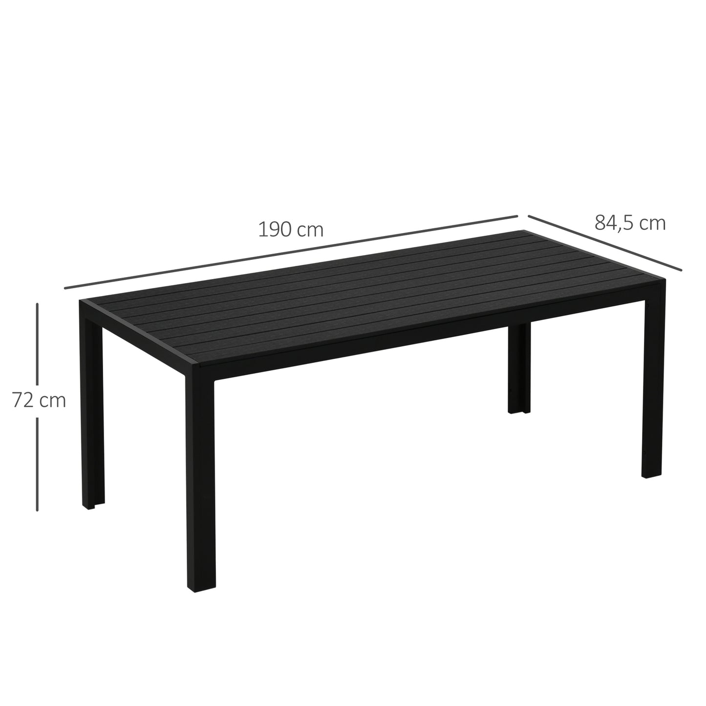 Garden table in black aluminum - weatherproof and durable