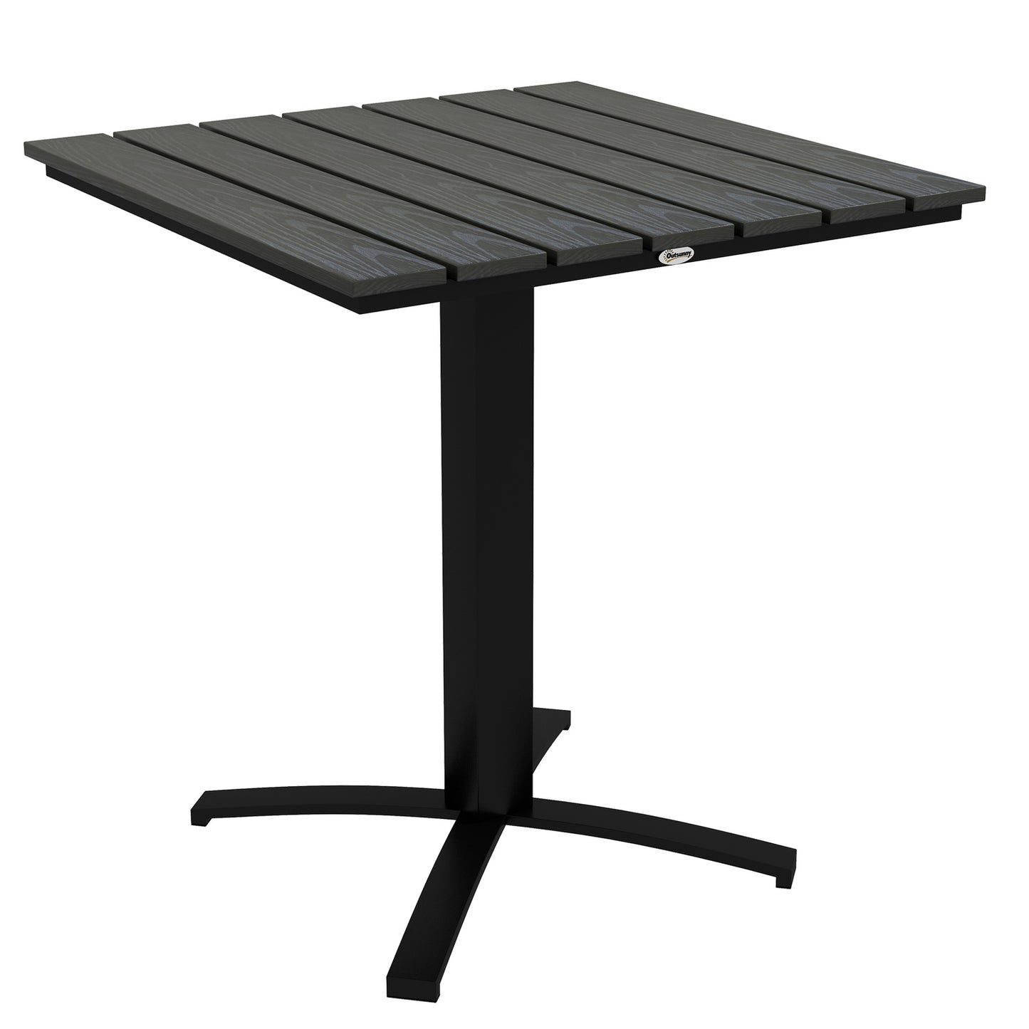 Square balcony dining table, wood look, aluminum grey