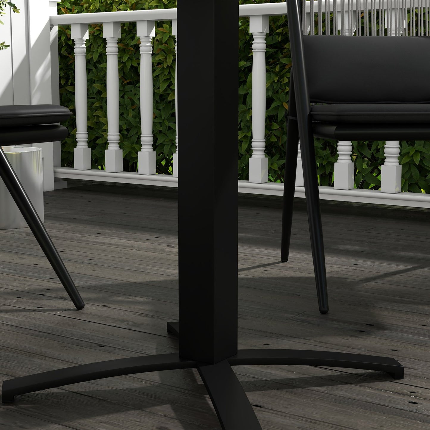 Square balcony dining table, wood look, aluminum grey