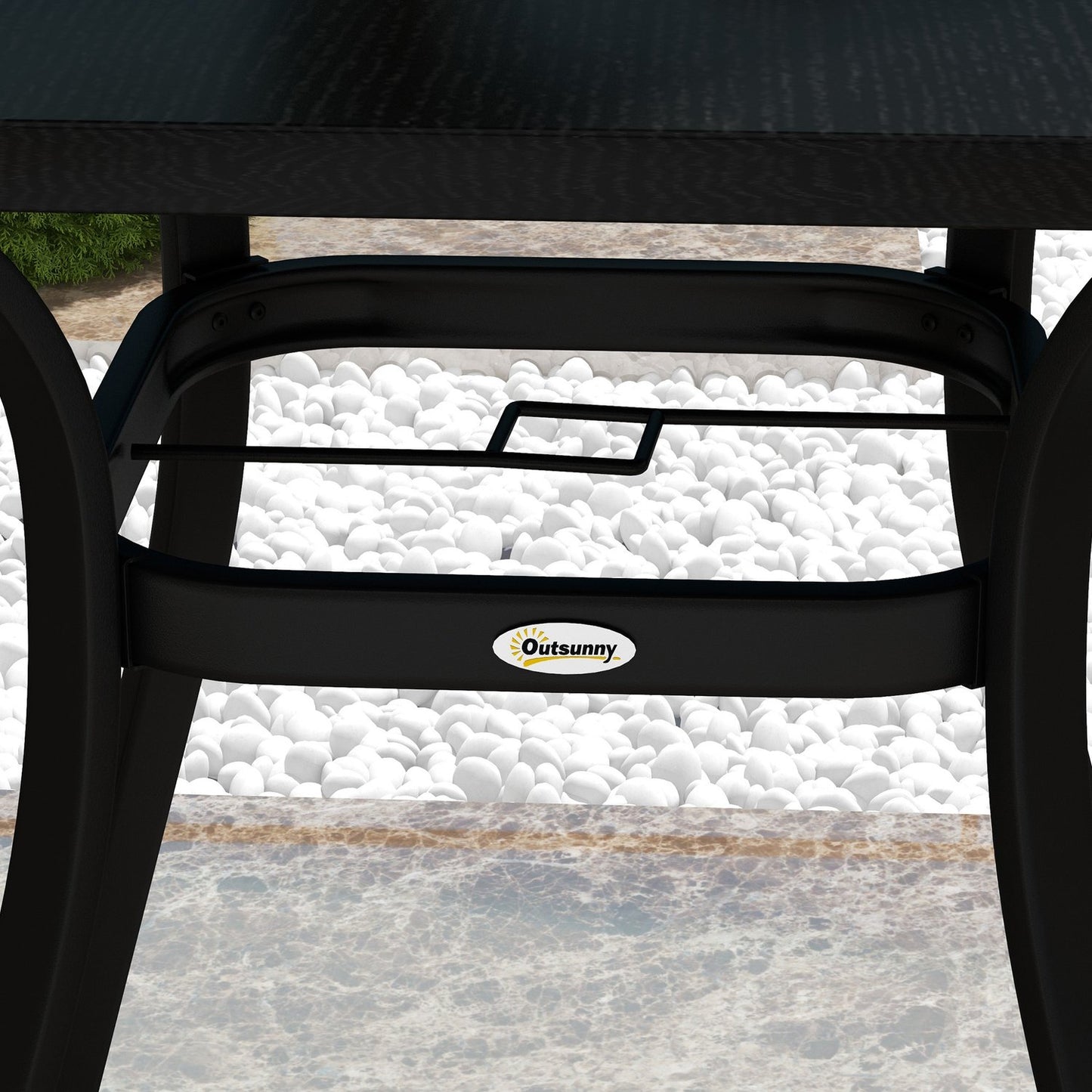 Square Garden Dining Table, Steel, 4-Seater, Black, 80x80 cm