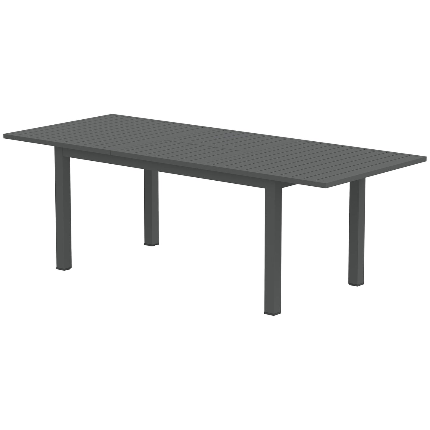 Aluminum garden dining table, extendable weatherproof - gray