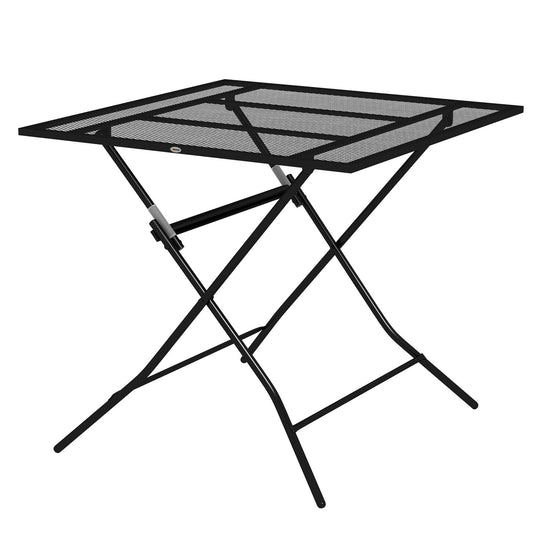 Folding steel garden table, square, 70 kg load, black