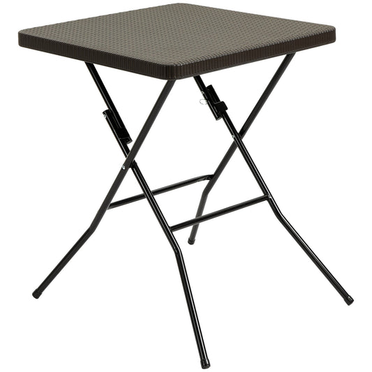 Folding garden table, Plastic & Metal, 60x60x74cm, Brown
