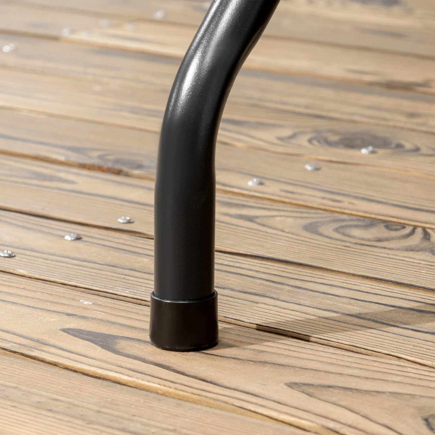 Folding patio dining table for 6, wood look, dark grey