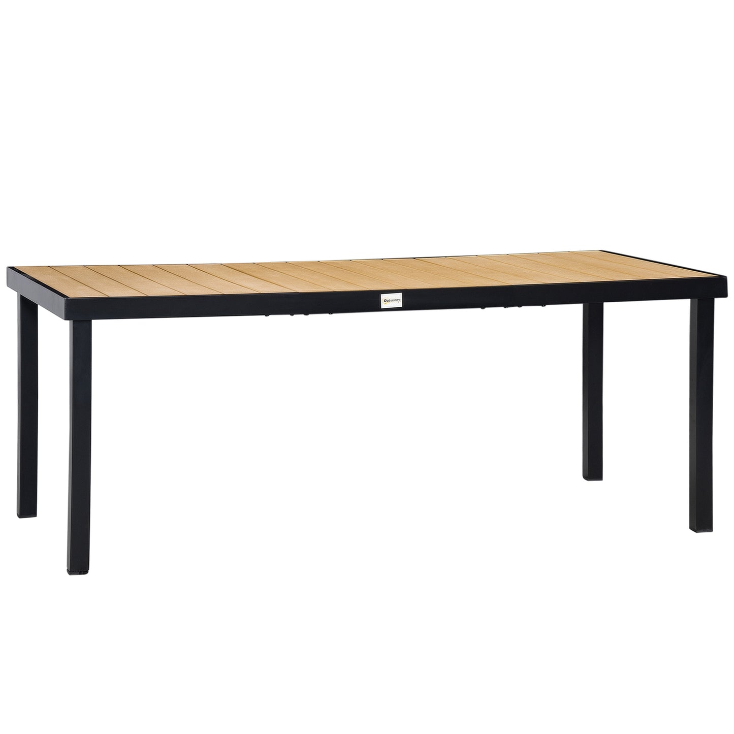 Aluminum garden dining table for 8, easy-care finish