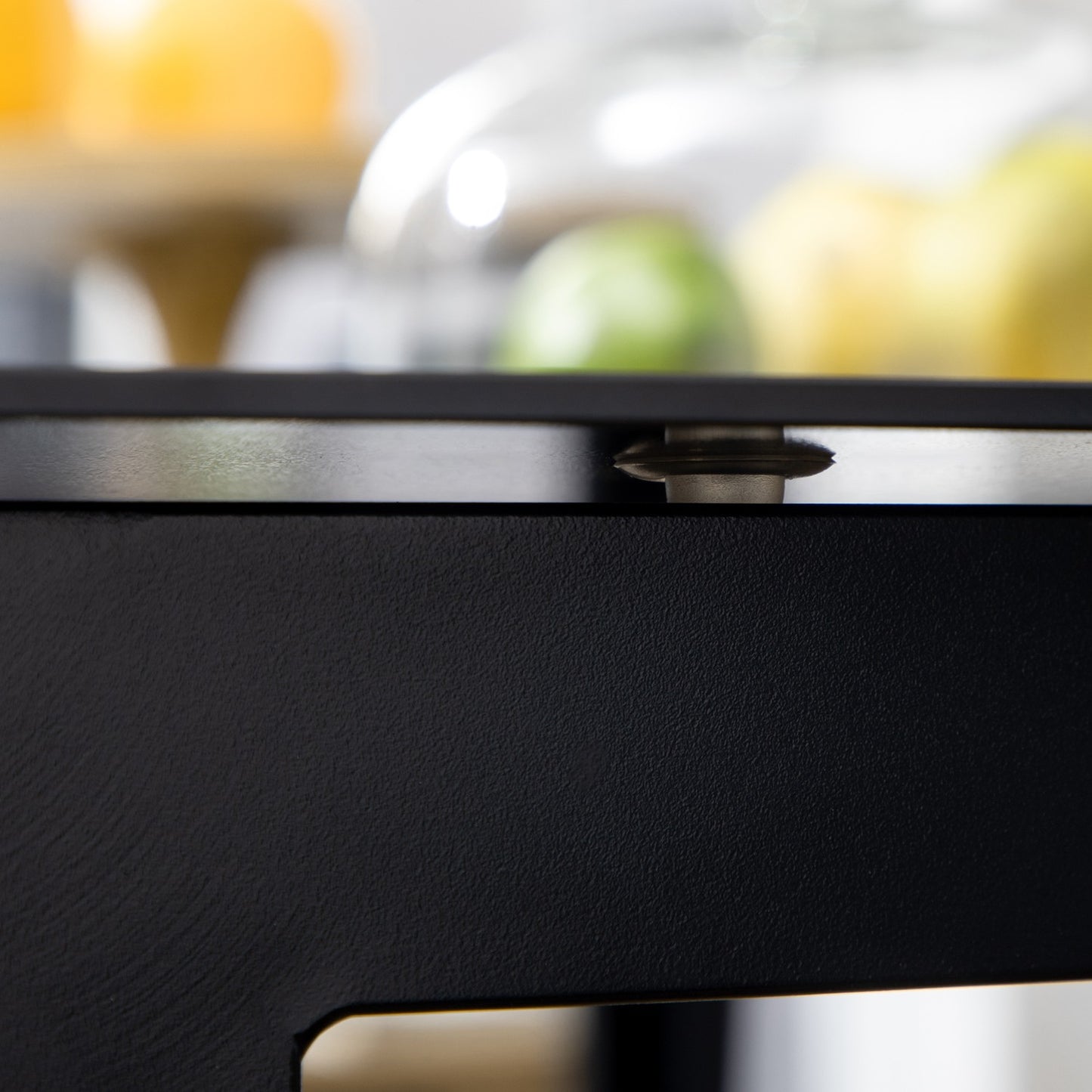 Aluminum outdoor dining table for 6, Glass top, Black