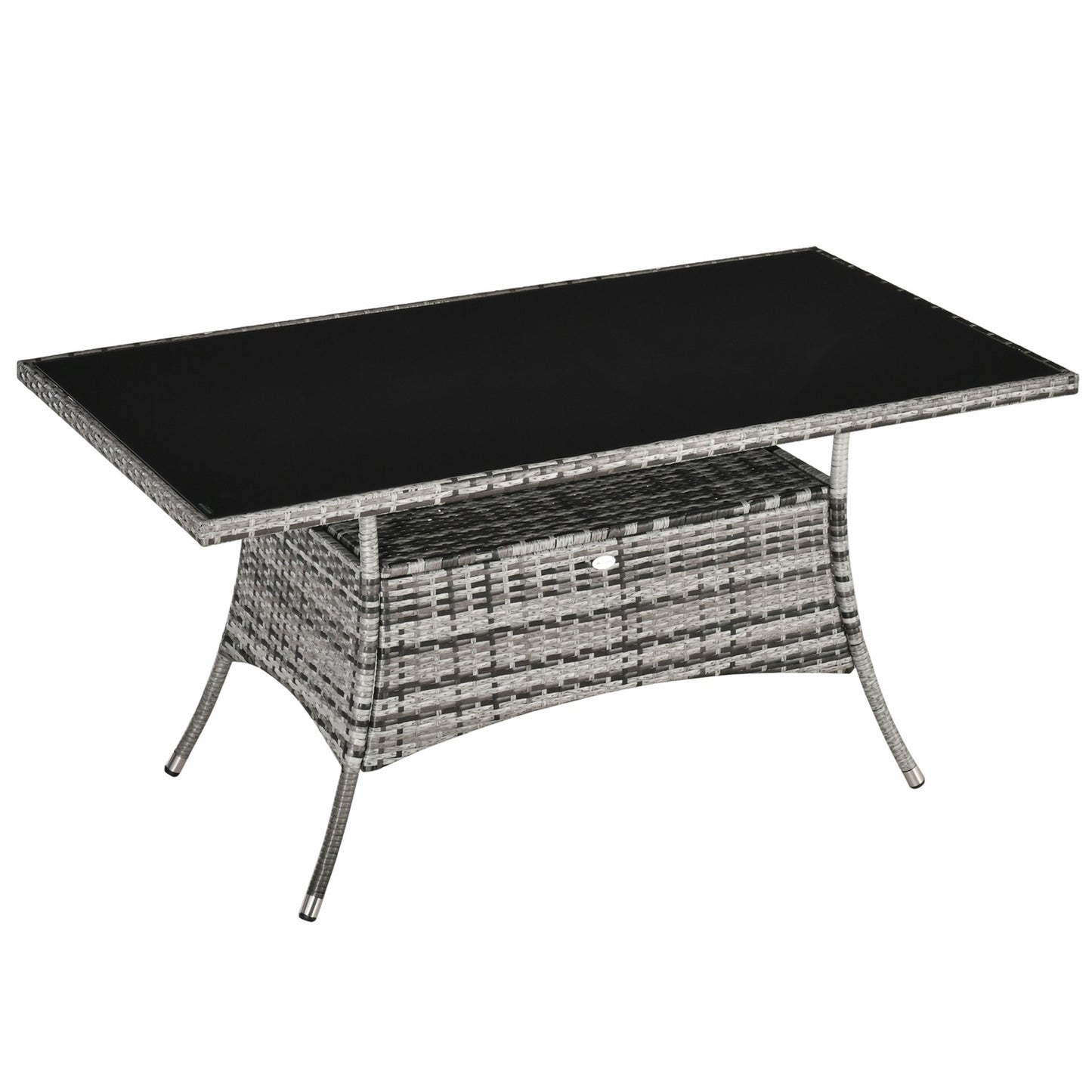 Outdoor dining table, Glass top, Polyrattan, 150x85x74 cm