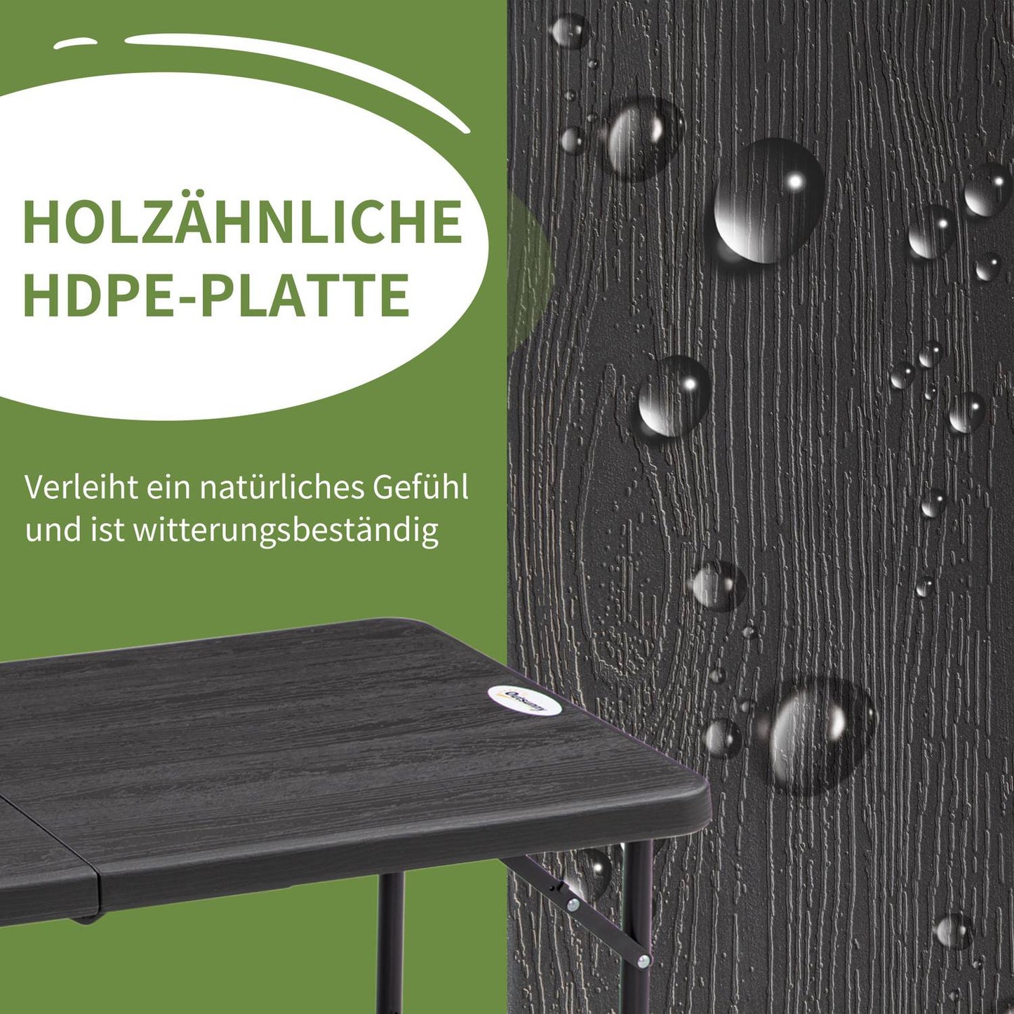 Height adjustable folding garden table - Steel frame, 4 seats