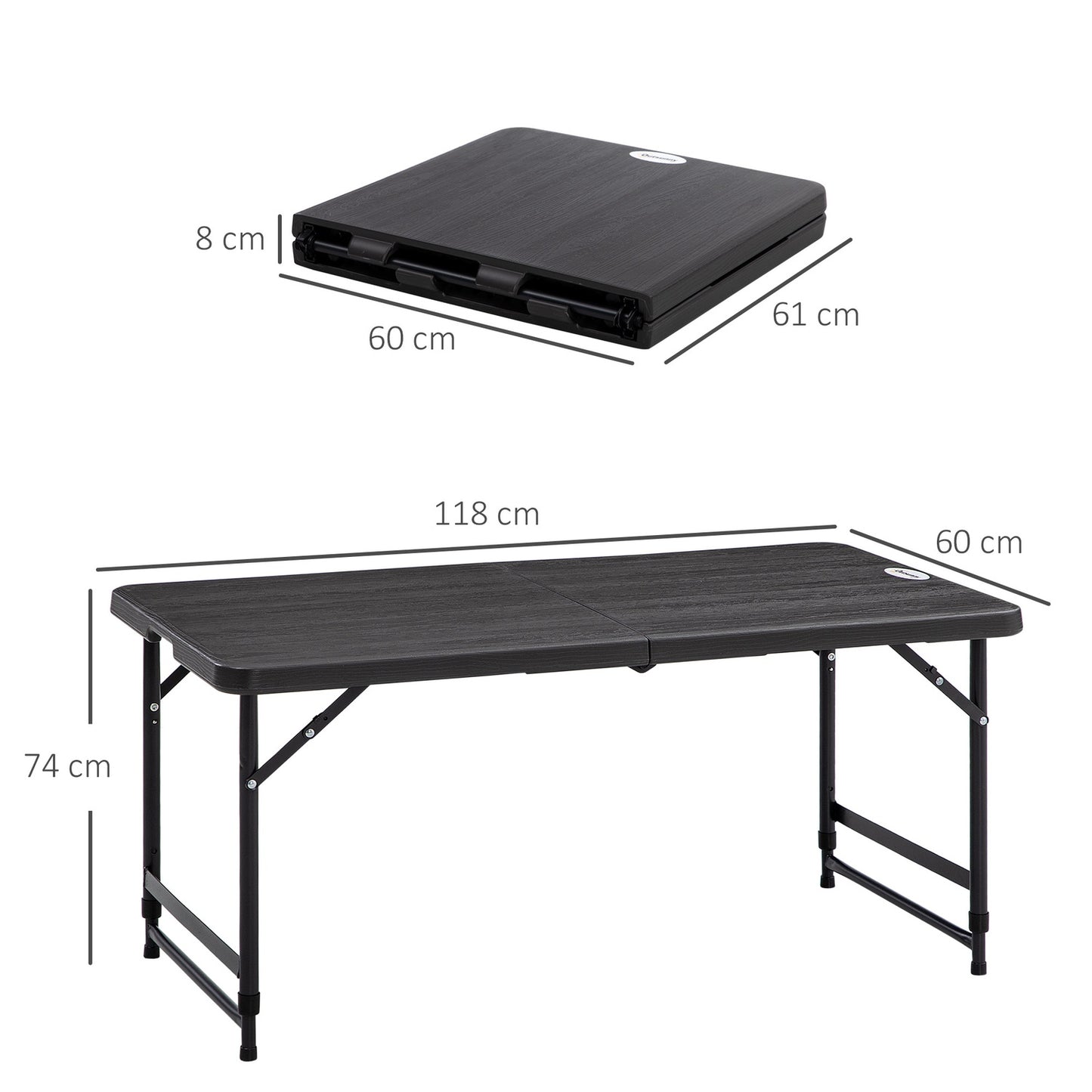 Height adjustable folding garden table - Steel frame, 4 seats