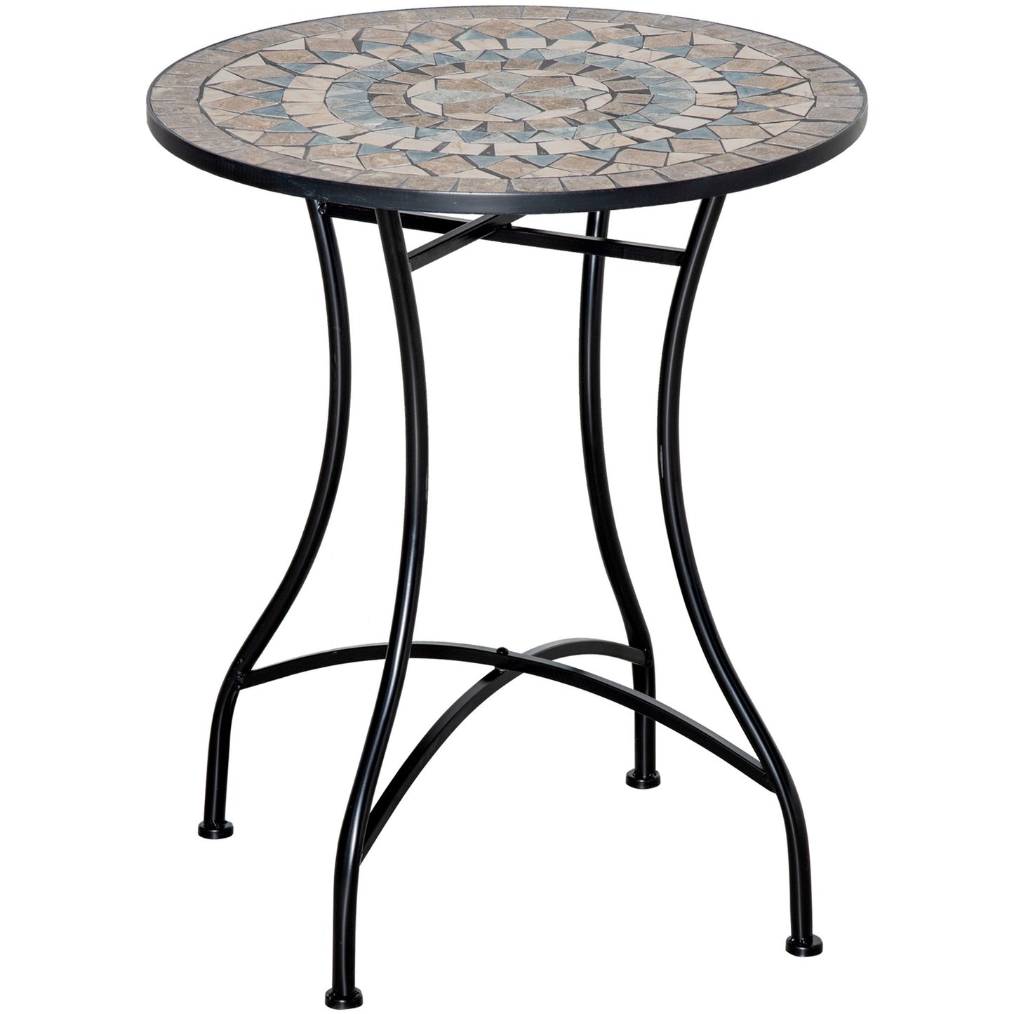Round garden table in mosaic - Ceramic, metal Ø60cm