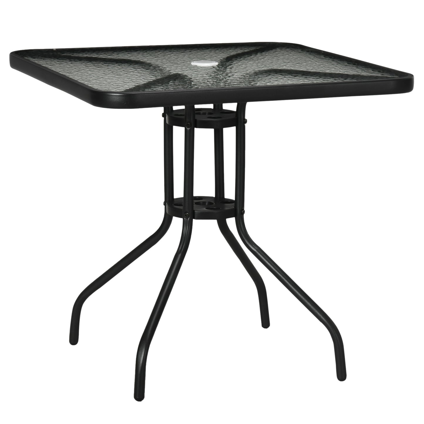 Square metal garden table, 76x76 cm, weatherproof, black