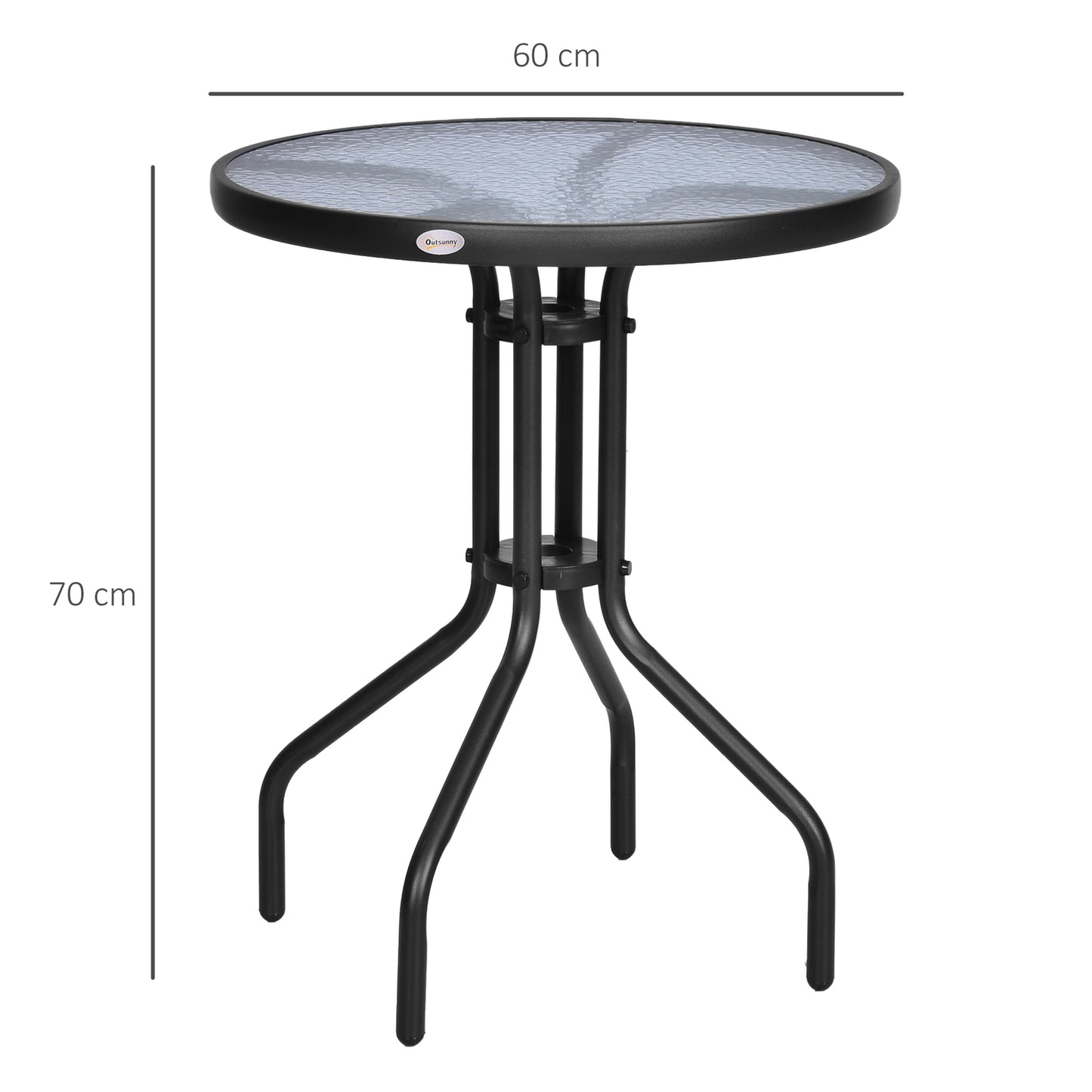 Round Garden Table in Metal & Glass - Ø60 X H70 cm
