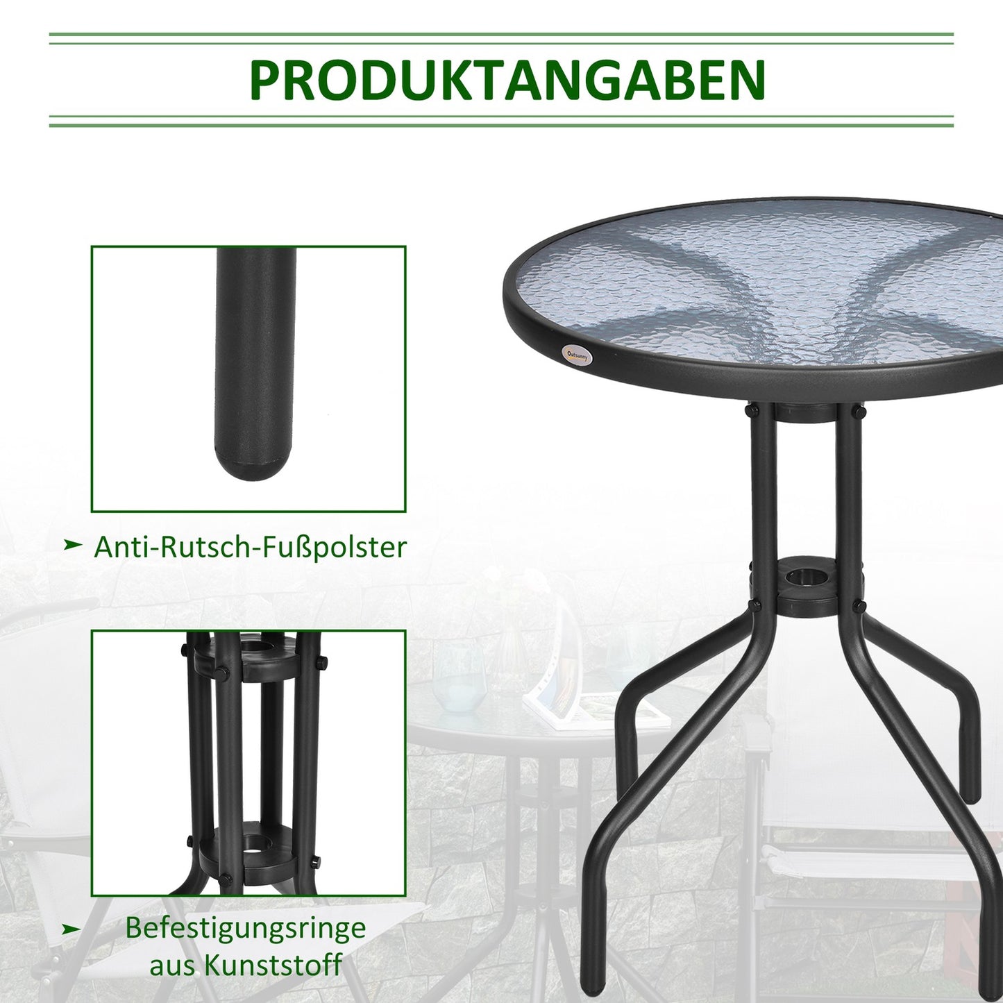 Round Garden Table in Metal & Glass - Ø60 X H70 cm