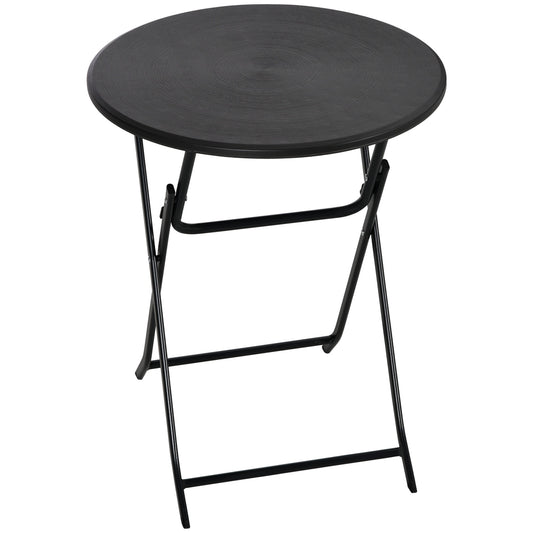 Round folding garden table - 60 cm, dark gray wooden look