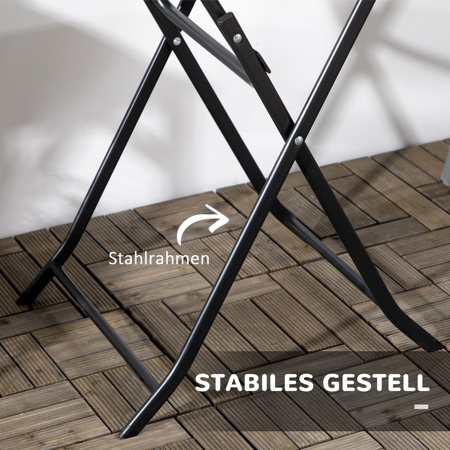 Round folding garden table - 60 cm, dark gray wooden look