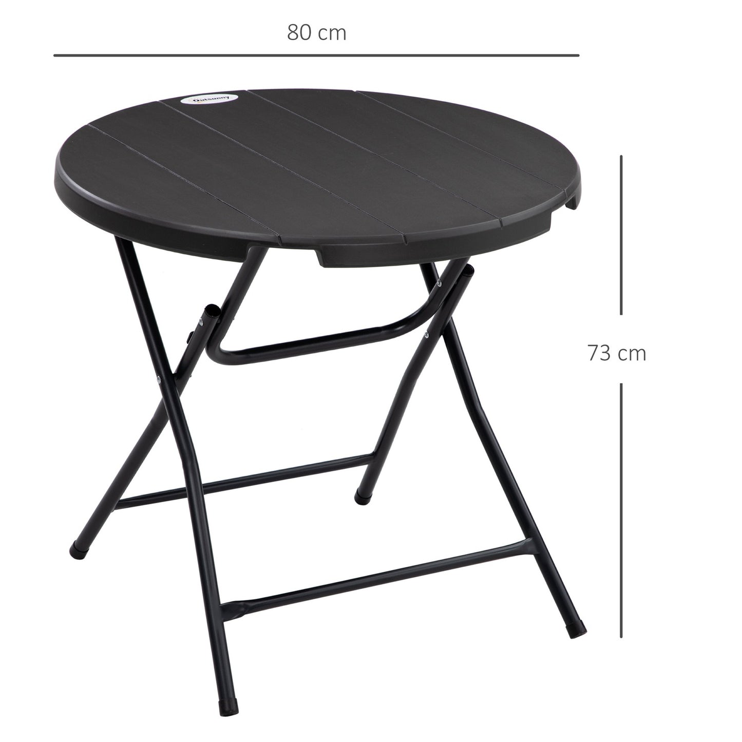 Round folding garden dining table, 80 cm, dark grey