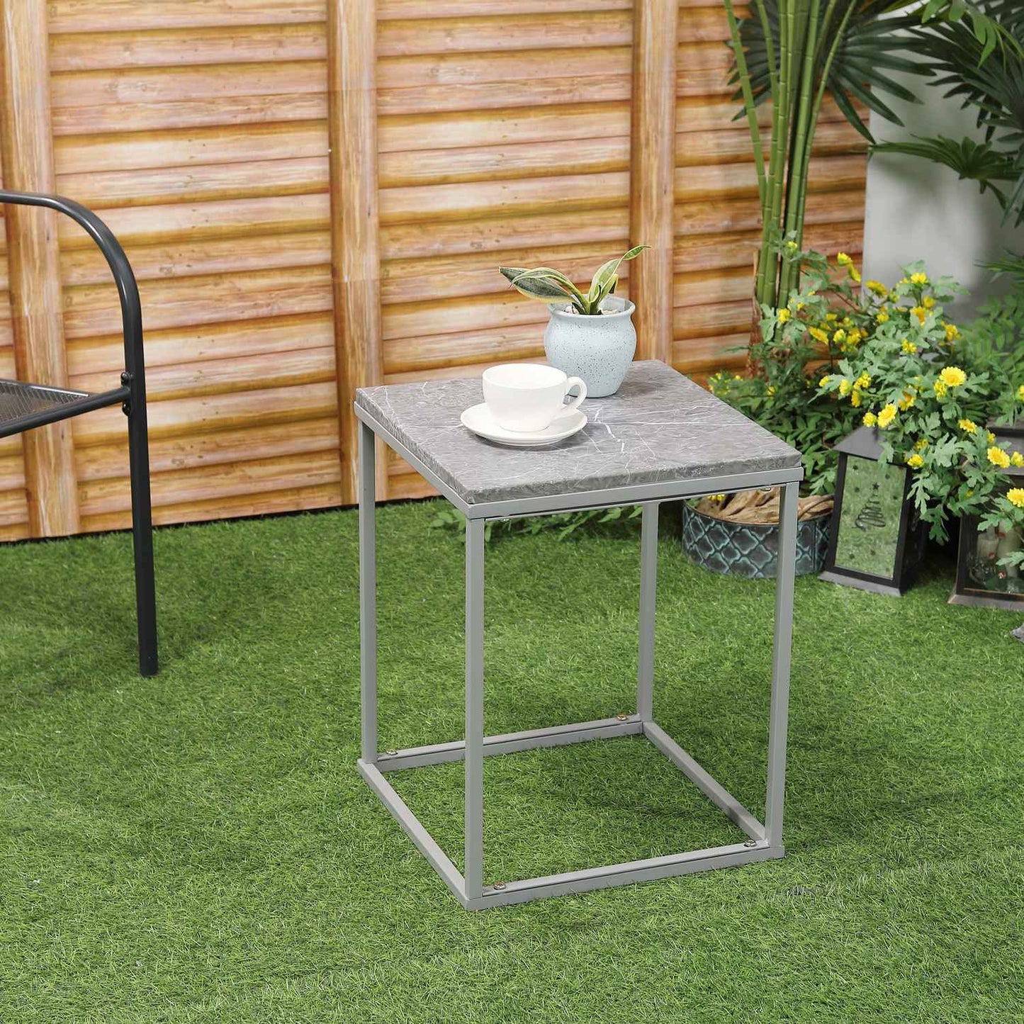 Outdoor Indoor Metal Stand Garden Coffee Table, 40x40x50 cm