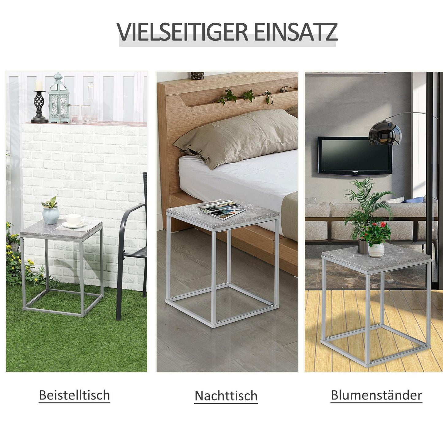 Outdoor Indoor Metal Stand Garden Coffee Table, 40x40x50 cm