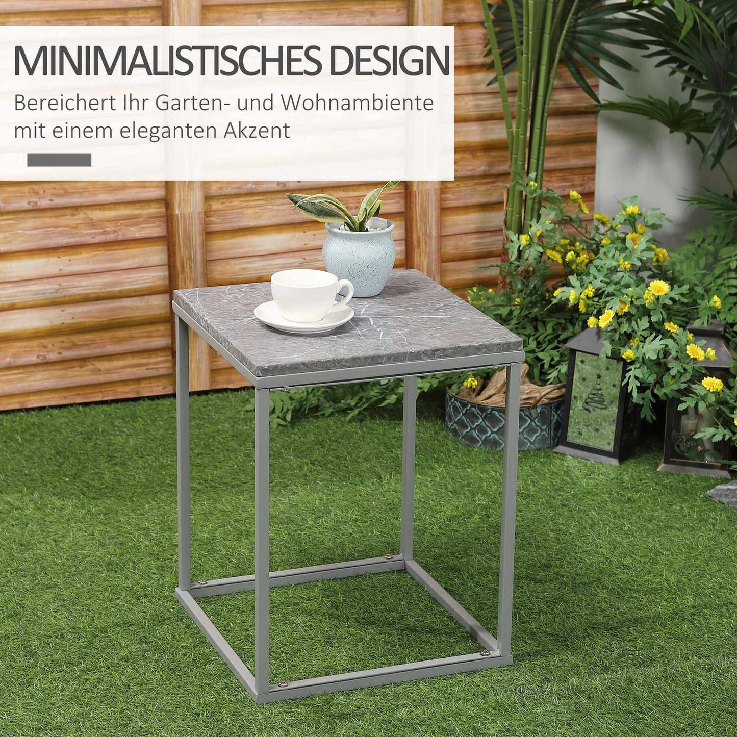 Outdoor Indoor Metal Stand Garden Coffee Table, 40x40x50 cm