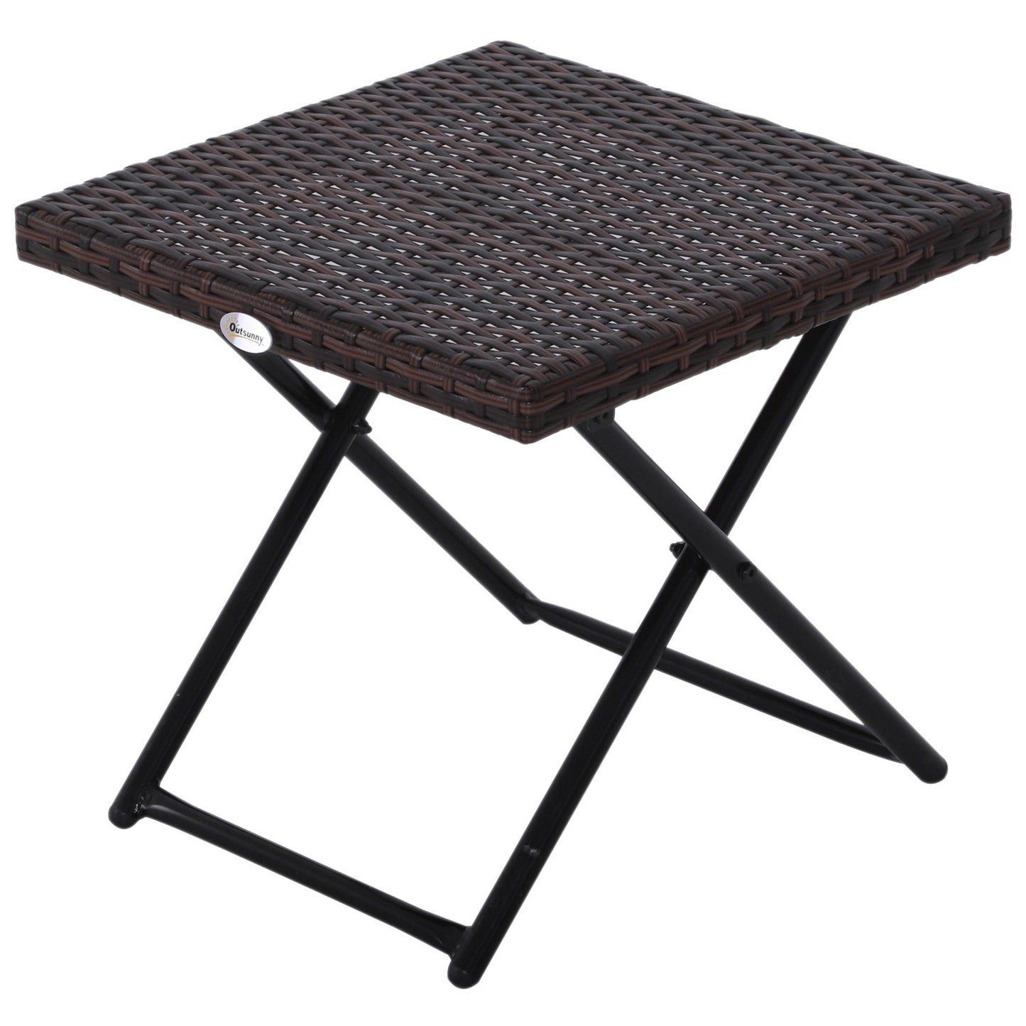 Folding garden table in poly rattan - Brown, 40x40x40 cm