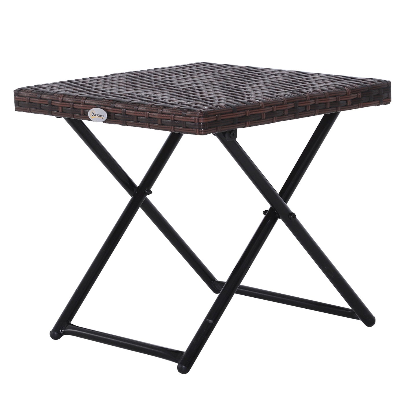 Folding garden table in poly rattan - Brown, 40x40x40 cm