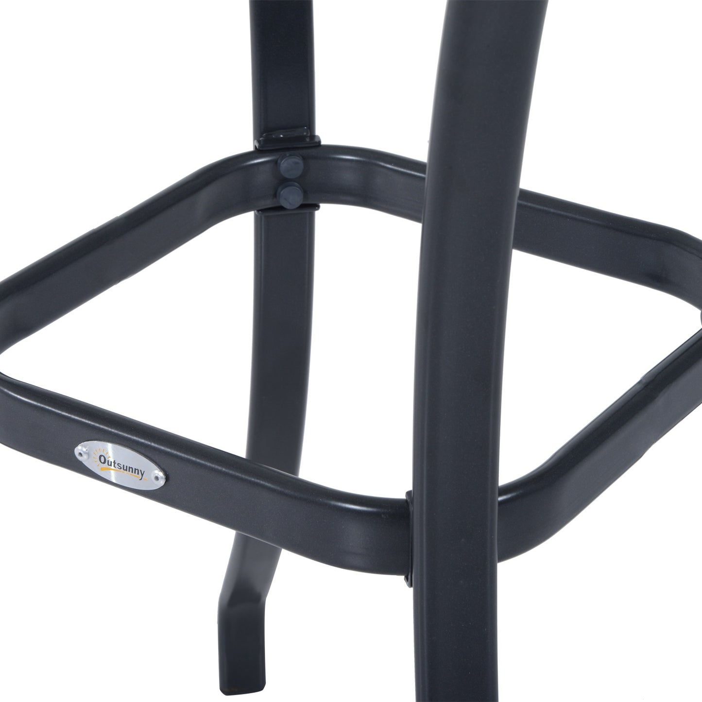 Square garden table, weatherproof glass, 68.5 cm, black