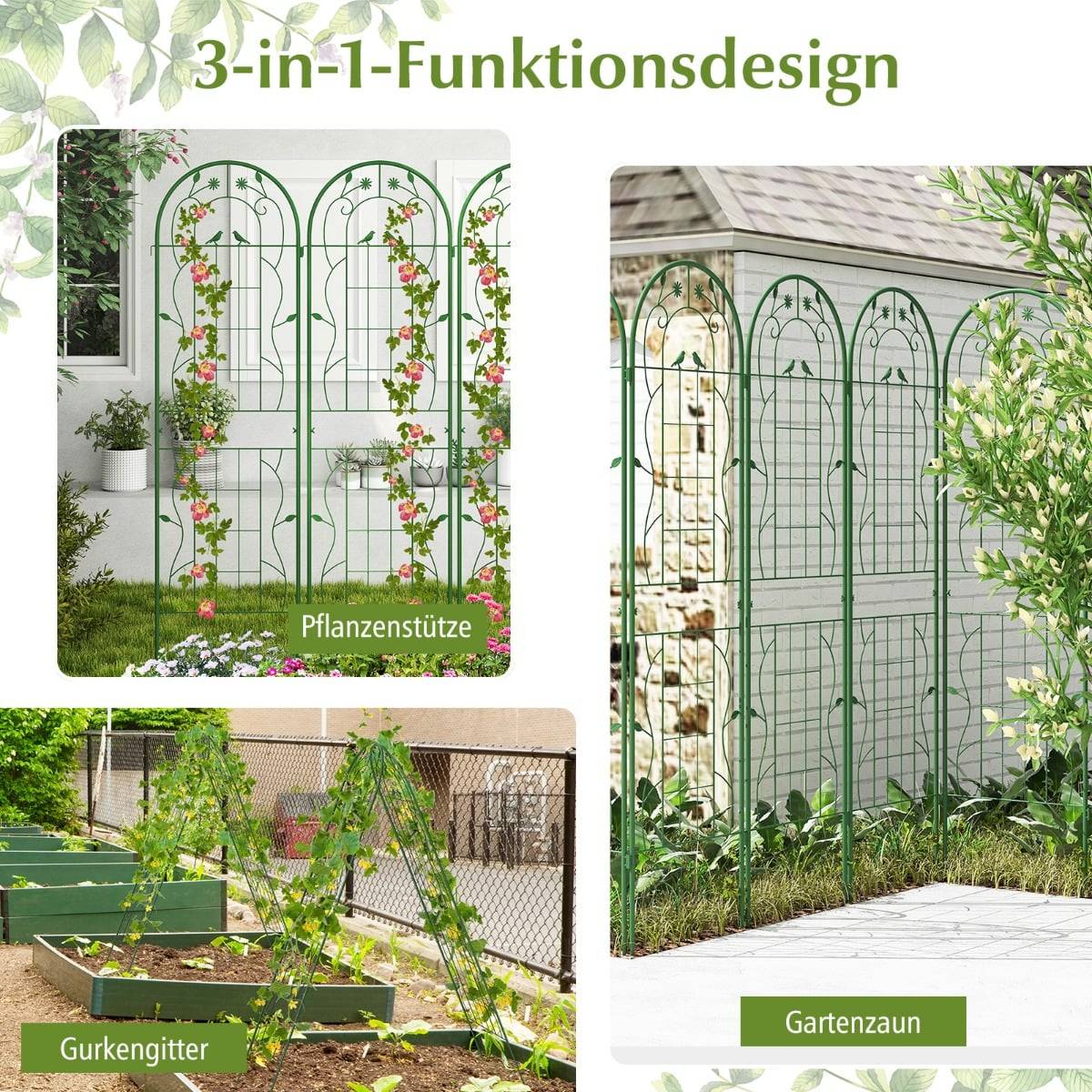 Garden Trellis Set, Metal, 180x50 cm, Green, 2-Pack