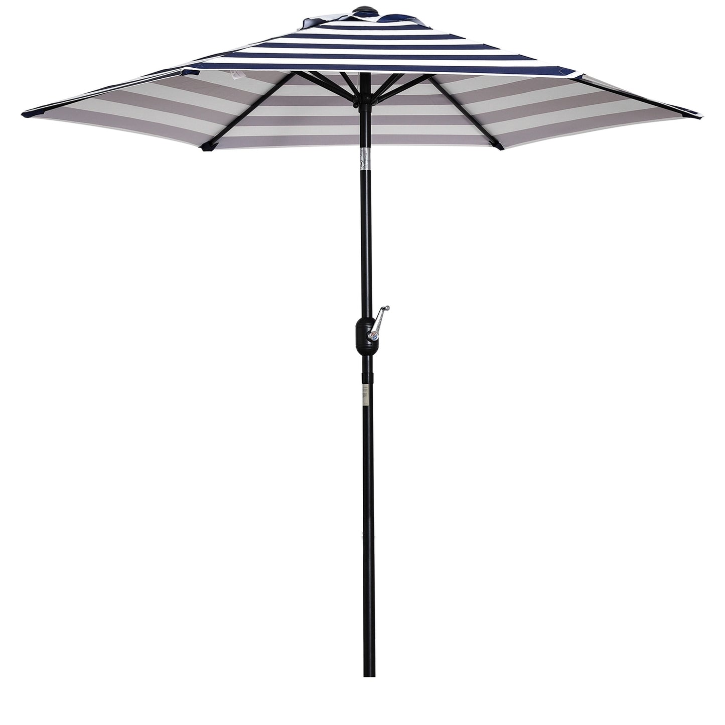 Outdoor garden umbrella - Steel frame, blue stripes, Ø230 cm