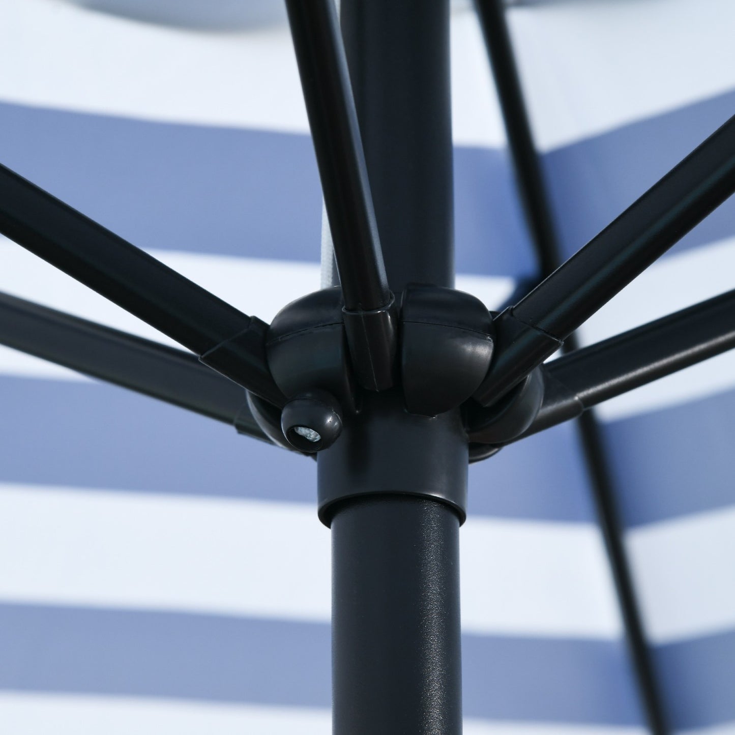 Outdoor garden umbrella - Steel frame, blue stripes, Ø230 cm