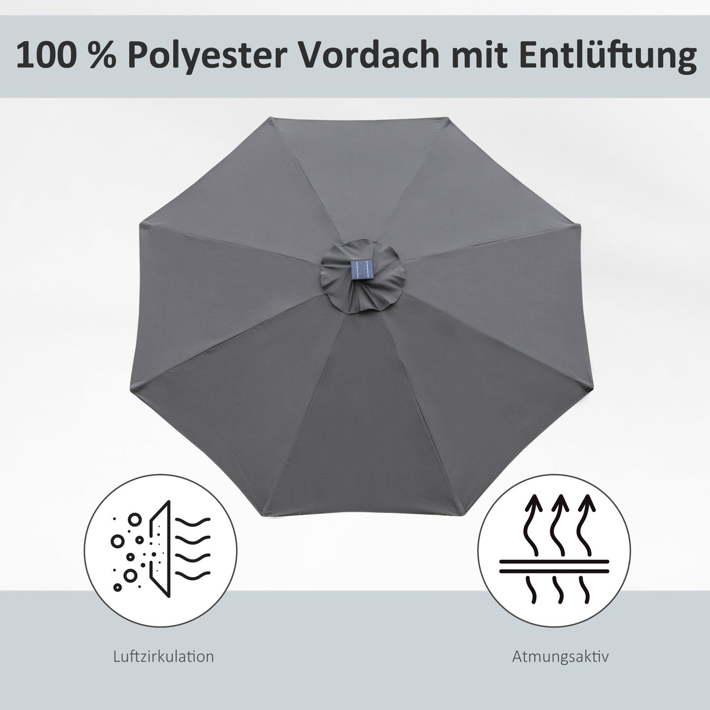 Garden umbrella with Solar LED light - dark grey, 270cm