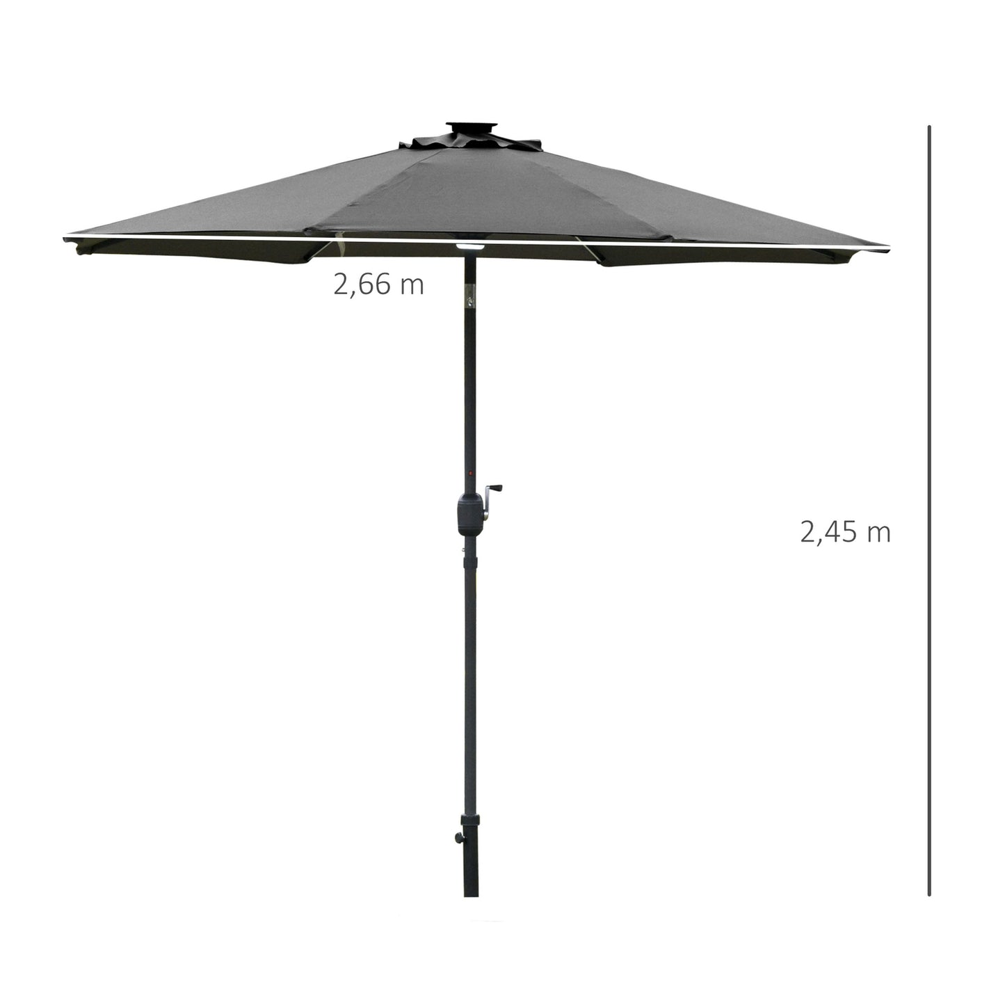 Garden umbrella with Solar LED light - dark grey, 270cm