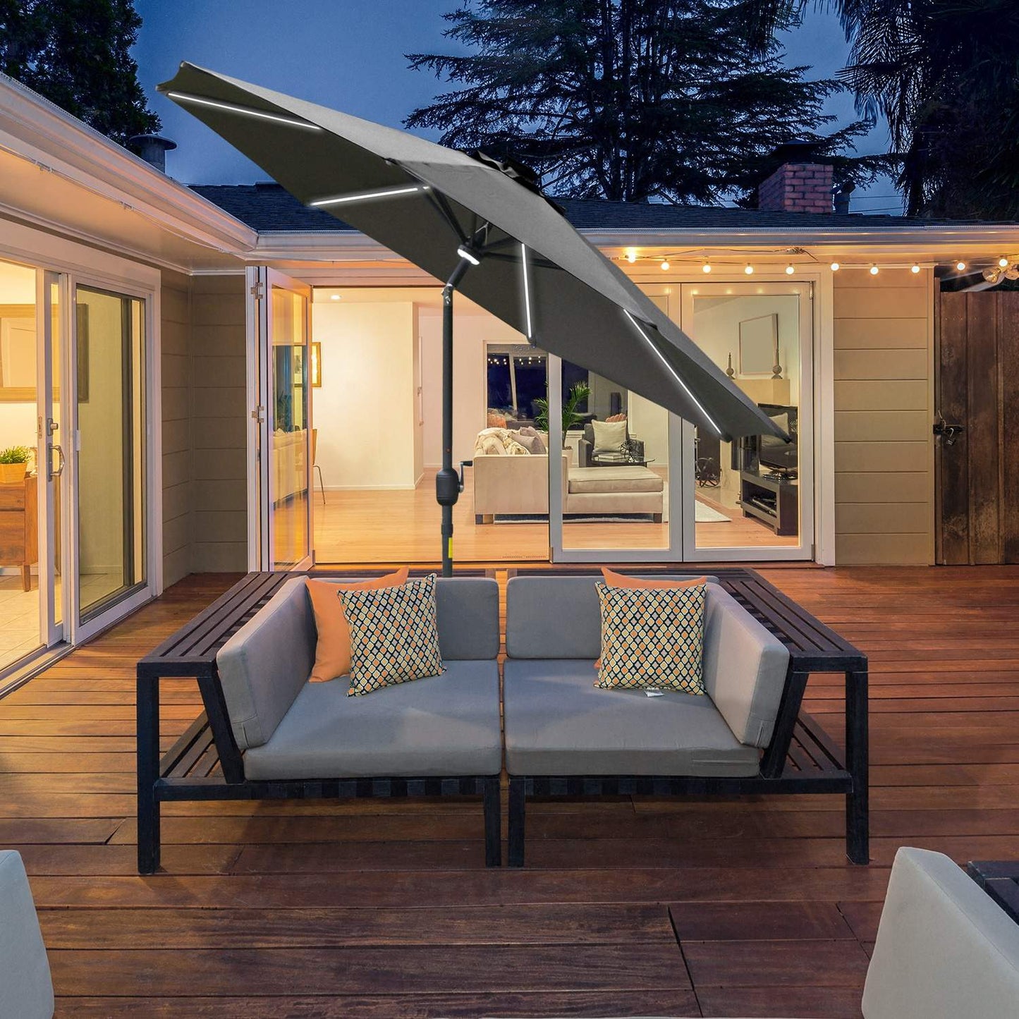 Garden umbrella with Solar LED light - dark grey, 270cm