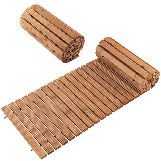 Garden Wooden Path 245 x 55 x 2 cm Rollable Weatherproof Straight Outdoor Walkway