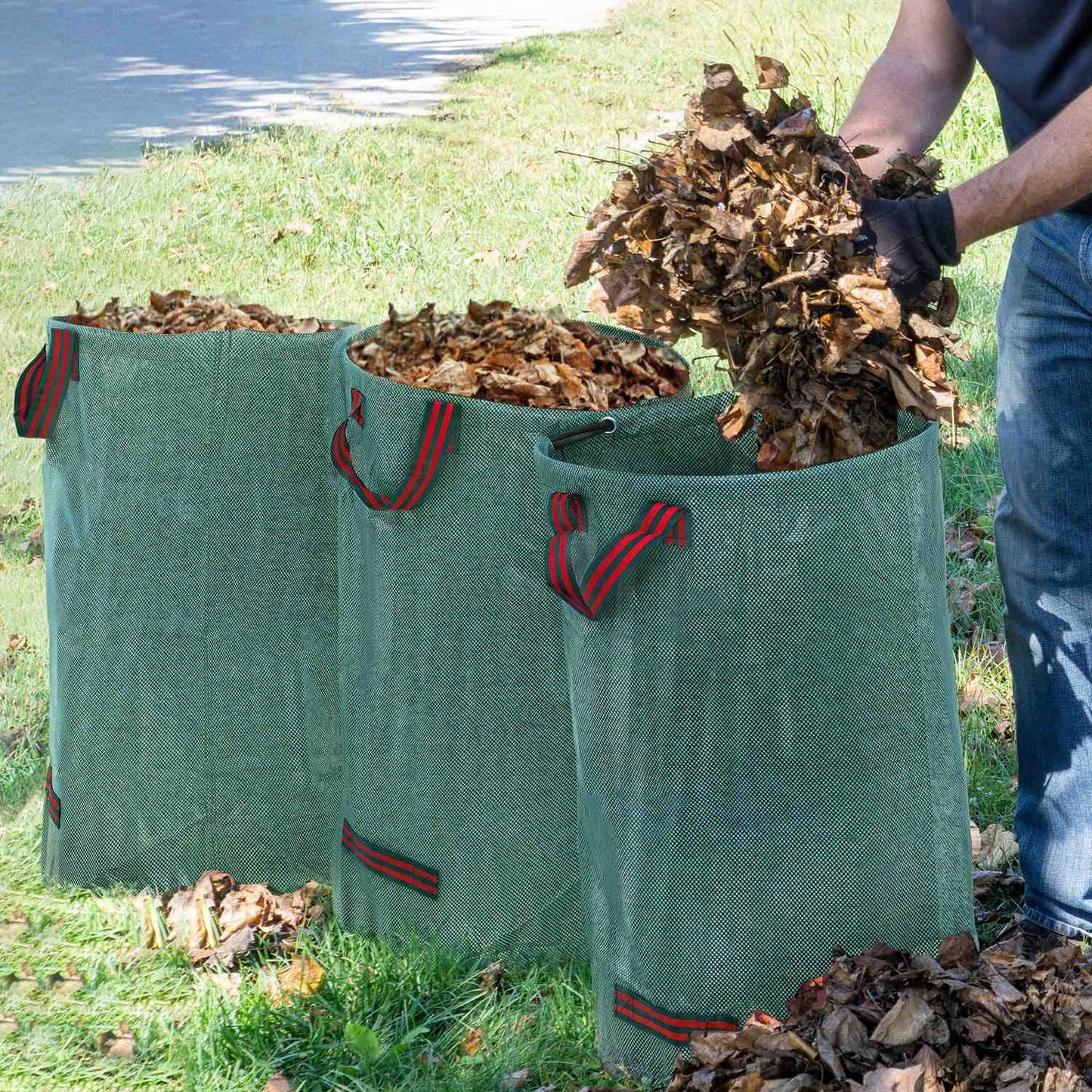Garden waste bags 3x120L, waterproof and reusable with handles