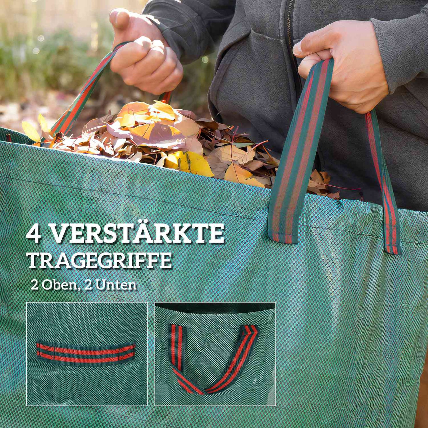 Waterproof 3x300L garden waste bags with handles